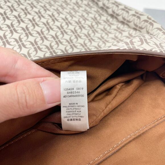 Fossil Claire Cream Signature Flap Backpack Tan Trim Faux Leather - Picture 11 of 11